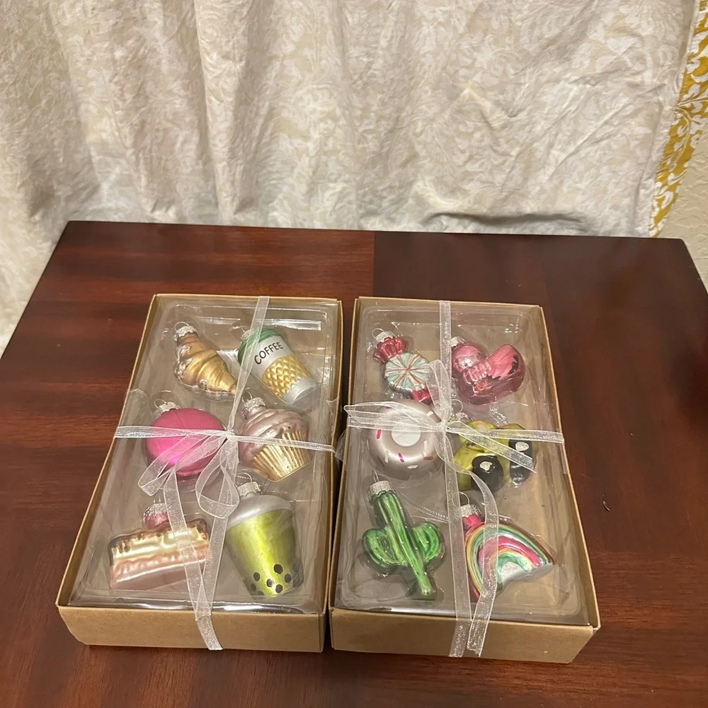 Lot Of 2 Target Bullseye's Playground Mini Glass Christmas Ornaments (SET OF 6)